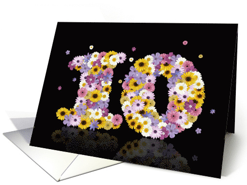 10th Birthday Party Invitation Flower Numbers card (917696)