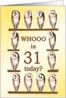 31st Birthday, Curious Owls card