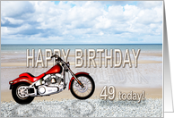 49th Birthday, Motorbike on Beach card