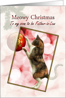 Future Father-in-law, Meowy Christmas with a playful cat. card