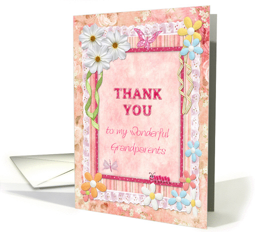Thank you grandparents, flowers and butterflies card (943662)