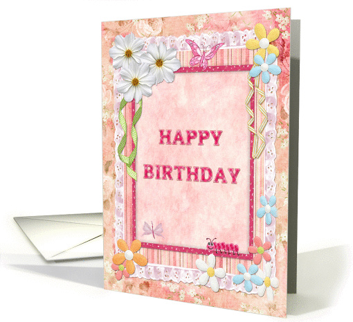 Flowers and butterflies craft look birthday card (944754)