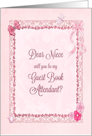 Niece, Guest Book Attendant Invitation Craft-Look card