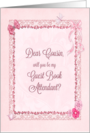 Cousin, Guest Book Attendant Invitation Craft-Look card