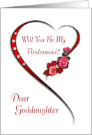 Goddaughter, Swirling heart bridesmaid invitation card