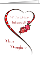 Daughter, Swirling heart bridesmaid invitation card