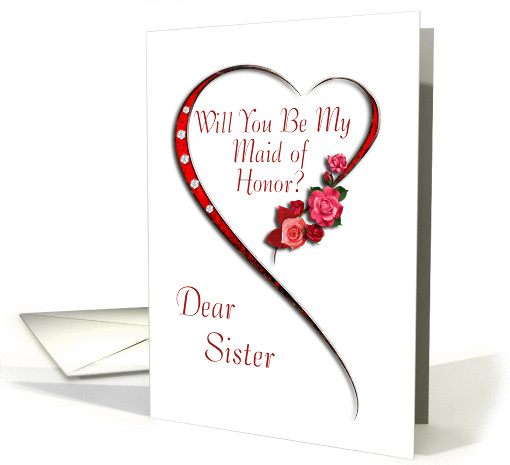 Sister, Swirling heart Maid of Honor invitation card (990013)