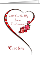 Add a name, Swirling heart Junior Bridesmaid invitation card