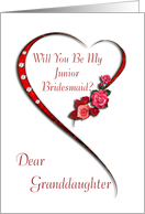 Granddaughter, Swirling heart Junior Bridesmaid invitation card