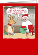 Funny Reindeer and Santa for Christmas card