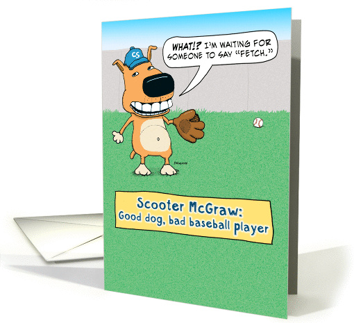 Funny Baseball Dog Birthday card (1372748)