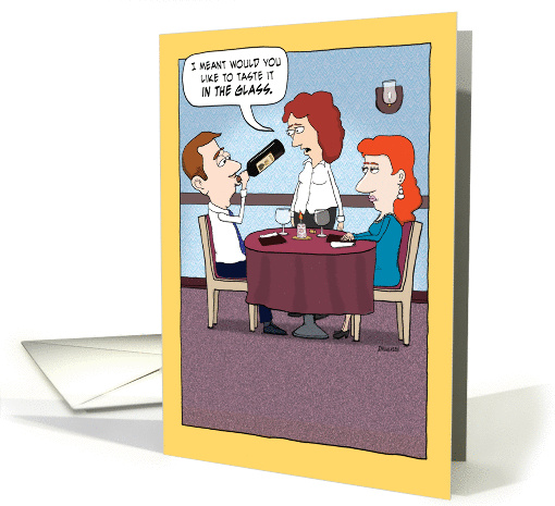 Funny Birthday, Wine Taster in Restaurant card (1372752)