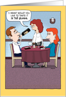 Funny Birthday, Wine Taster in Restaurant card