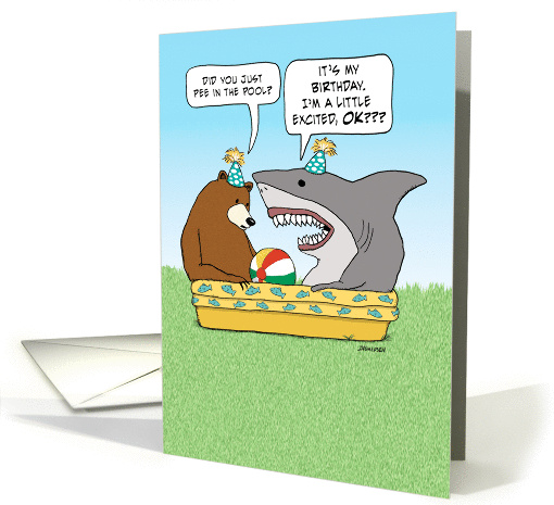 Funny Bear and Excited Shark Birthday card (1392360)