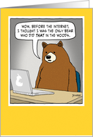 Funny Bear Surfing the Internet Birthday card
