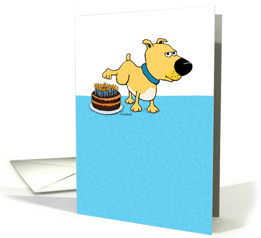 Funny Dog Peeing on Birthday Cake card (1392372)