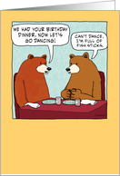 Funny Bear Full of Fish Sticks Birthday card