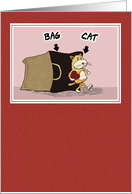 Valentine’s Day card: Cat’s Out of the Bag card