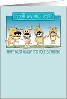 Funny birthday card: Excited Dogs card