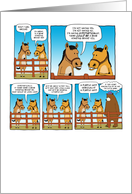Funny Horses and Bear birthday card