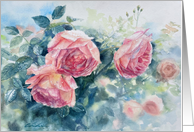 Watercolor Pink Rose Blank card