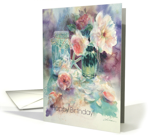 Old Rose Birthday card (201088)