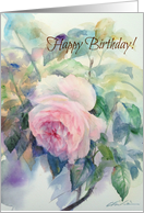 Happy Birthday, Watercolor Rose Painting card