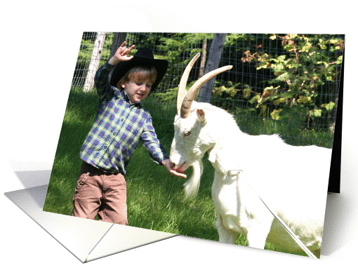 ILY Cowboy feeds goat card (204464)