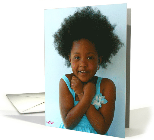 Sign Language Mother's Day LOVE, African American girl card (616080)