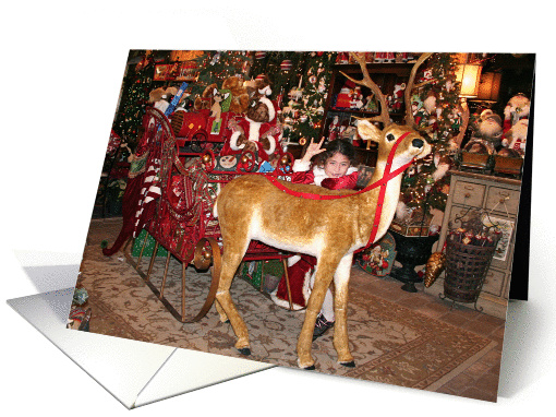 Sign Language I Love You Reindeer & Christmas Sleigh card (718113)