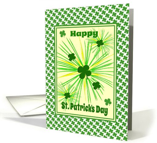 St. Patrick's Day Four Leaf Clovers and Fireworks card (1041993)