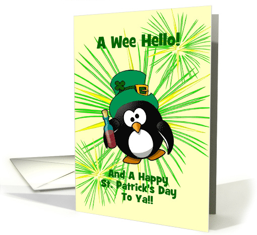 St. Patrick's Day Drunken Penguin with Booze/Custom card (1045013)