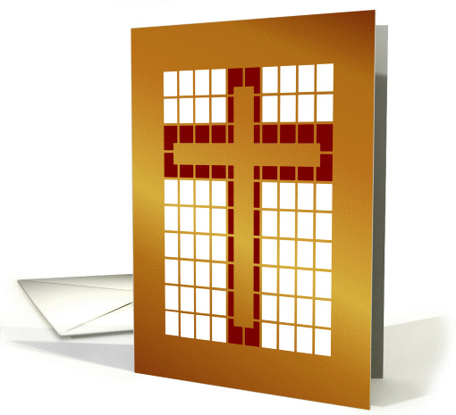 Easter Cross/Stained Glass 'Look' /Red and Gold Design card (1045589)