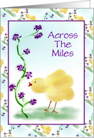 Across The Miles Easter Card With Chick and Flowers card