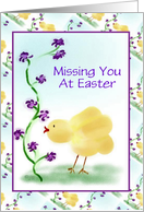 Missing You At Easter/Chick and Purple Flowers/Custom card