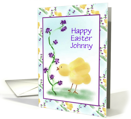 Happy Easter/For Johnny/Chick and Flowers/Custom card (1046063)