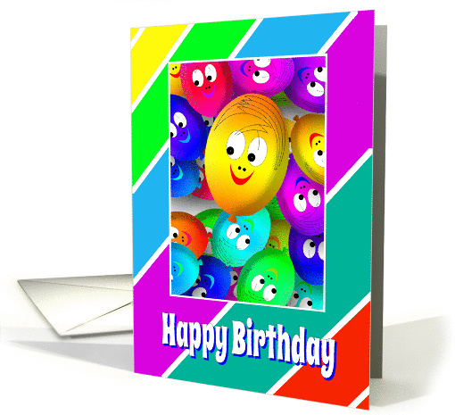 Birthday Card With Colorful Happy Face Ballons card (1063749)