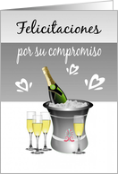Congratulations/Engagement/Champagne/Hearts/Spanish card