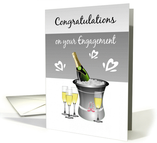 Congratulations/Engagement/Champagne/Hearts card (1066543)