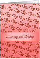 Anniversary/Mummy and Daddy//Hearts/Ribbon/Custom card