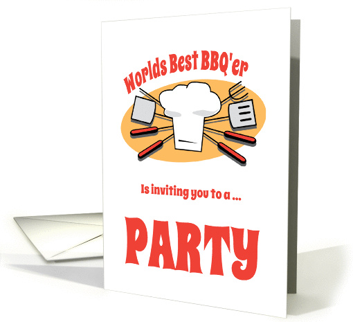 BBQ Party Invitation/BBQ Utensils/Chefs Hat/ card (1116704)