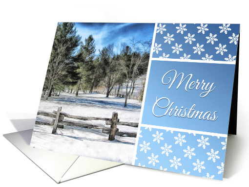 Christmas Card With Evergreen Trees and Snowflake Design card