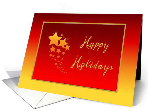 Gold and Red Happy Holidays Card With Stars card (1147642)