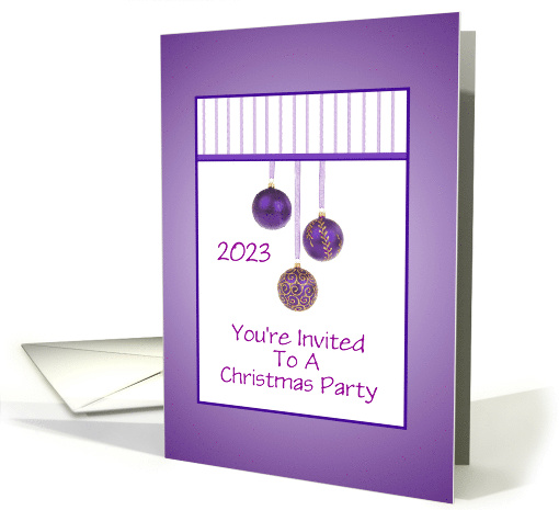Christmas Party Invitation Purple Ornaments Custom Cover... (1166940)