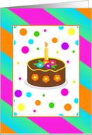 Recovery One Year Birthday/Colorful Dots Strips and Cake card