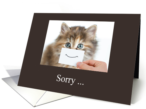 Cute Cat Face With Paper Smile Sorry card (1229328)