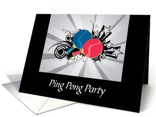 Invitation To A Ping Pong Party With Red And Blue Paddles... (1230238)