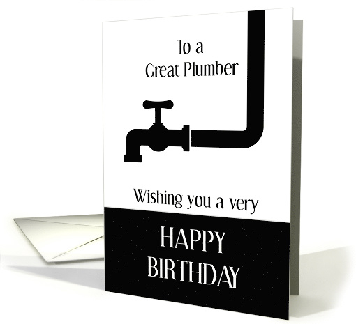 Funny Happy Birthday Card For Plumber With Water Pipes card (1244764)