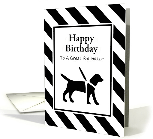 Happy Birthday/Silhouette of Dog On Leash/Pet Sitter/Custom card