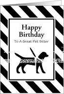 Happy Birthday/Silhouette of Dog On Leash/Pet Sitter/Custom card